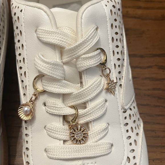Dolce Vita White Perforated Sneakers with Gold Accents, size 8.5 - Picture 9 of 15
